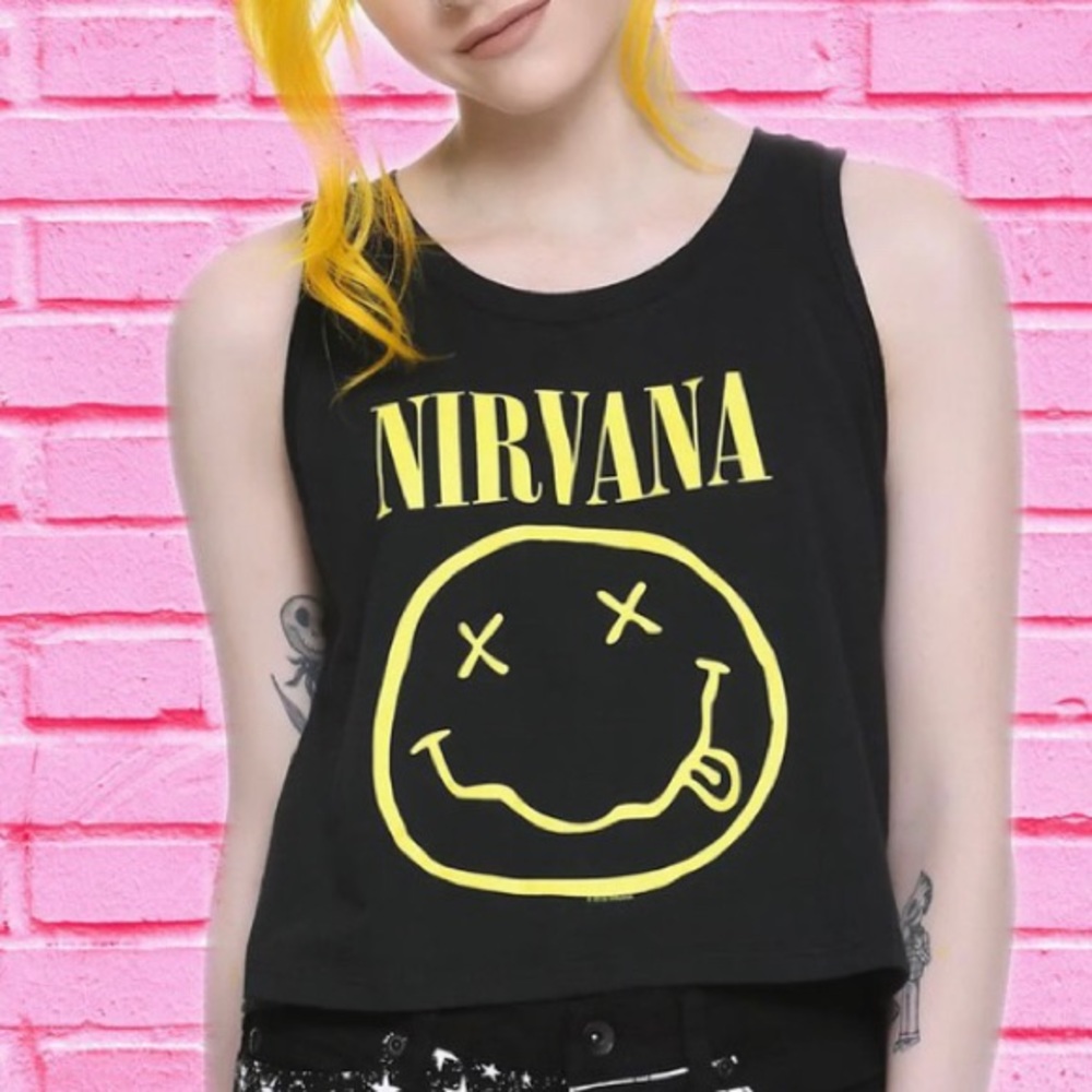 Hot Topic Nirvana Smiley Crop Tank